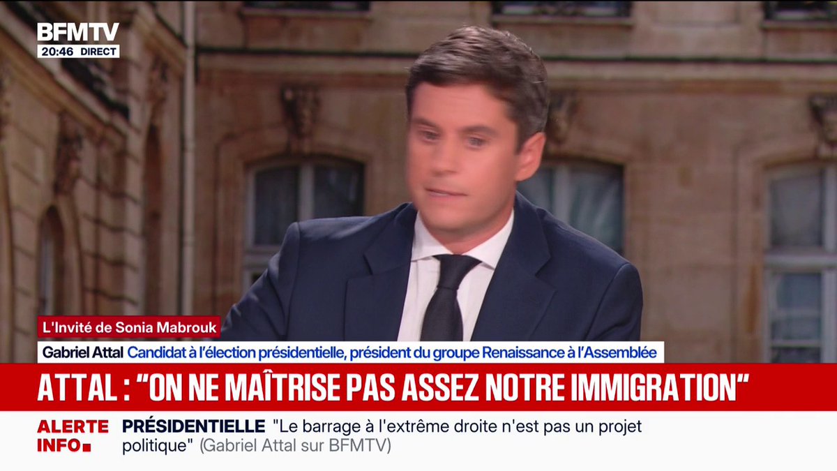 đšđ„Sonia Mabrouk face Ă Attal. Virulente. Enfin. Attal arrive avec son sourire de ministre sorti dâune Ă©cole de comâ. Il attaque Bardella : « il sâest fait rouler dans la farine ». Puis le RN aurait un « rĂ©flexe de capitulation face Ă lâĂ©tranger ». Le mĂȘme Attal qui a gouvernĂ©. Le mĂȘme camp qui a laissĂ© filer 3 500 milliards de dette. 1 600 milliards de dĂ©penses. 57 % du PIB. Pendant ce temps : 836 homicides en 8 mois en 2026. Contre 605 en 2017. OQTF non exĂ©cutĂ©es. Services saturĂ©s. Rues quâon ne reconnaĂźt plus. Lui parle de capitulation des autres. Lui et les siens ont capitulĂ© devant les faits depuis des annĂ©es. On punit le travail. On protĂšge lâoptimisation et lâimmigration de masse. đšSonia Mabrouk le ramĂšne Ă la responsabilitĂ©. Câest rare. Câest salutaire. Mabrouk Sonia #100PourCentMabrouk
