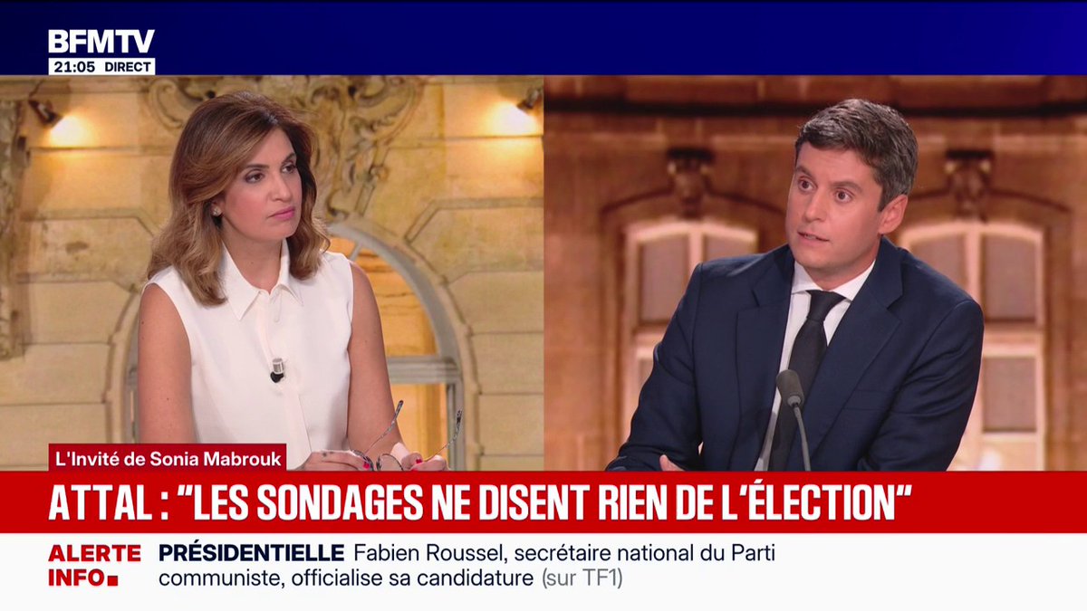 "Si je vais à cette élection c'est que je pense que je peux la gagner", estime Gabriel Attal, candidat à l'élection présidentielle