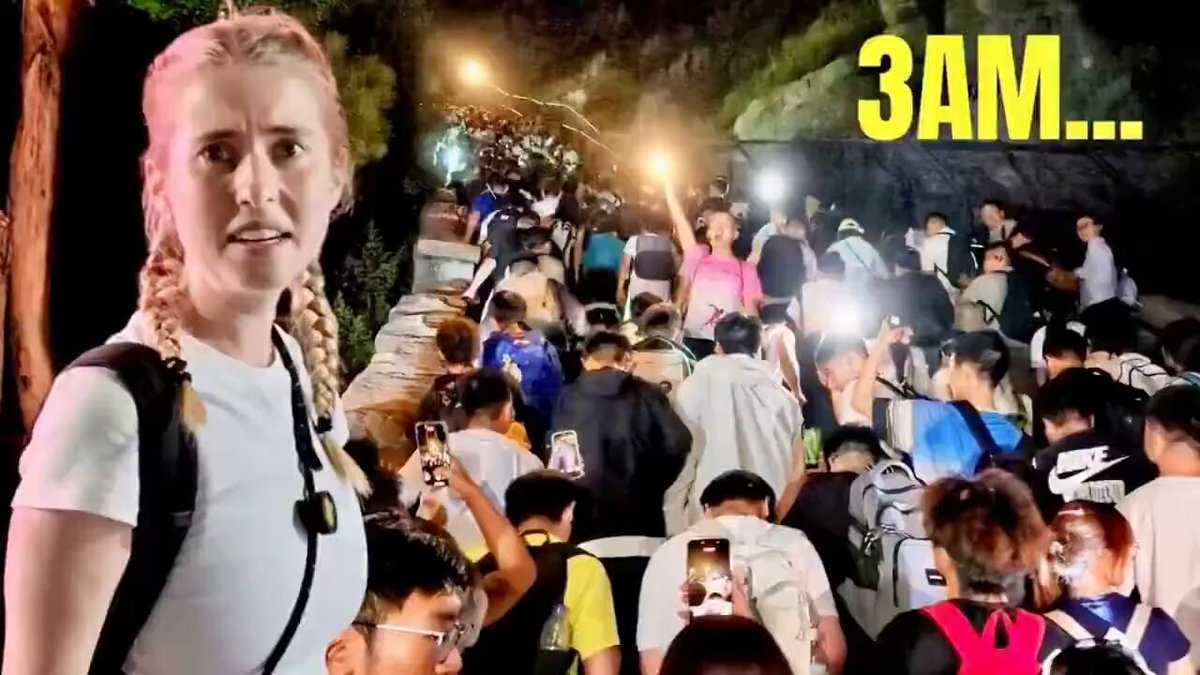 澳大利亚姑娘第一次夜爬泰山：晚上 9 点半出发，7863 级台阶、整整 6 小时，每爬 1000 级就掏一样山东小吃 —— 泰安现烤烧饼、周村芝麻烧饼、油炸蚕蛹、3 块钱的冻雪碧冰棍、还能拉丝的山东高粱饴。