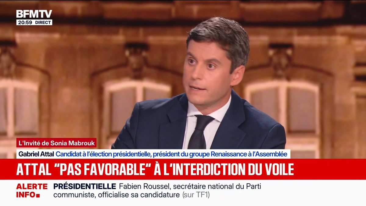 En réalité, Mathilde Panot et la France insoumise ne veulent pas abroger l'interdiction de l'abaya et du qamis que j'ai instaurée, ils veulent abroger la loi de 2004 et réintroduire tous les signes religieux, y compris le voile, dans nos écoles. Je m'y oppose car l'École de la République doit rester un sanctuaire, doit former des citoyens libres et éclairés.