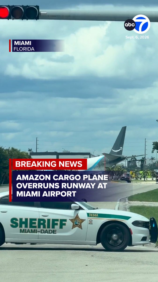 An Amazon cargo plane barreled off a runway at Miami International Airport on Sunday, striking multiple vehicles in a crash that forced the closure of all runways at one of the nation’s busiest airports. Video shows first responders arriving at the scene.