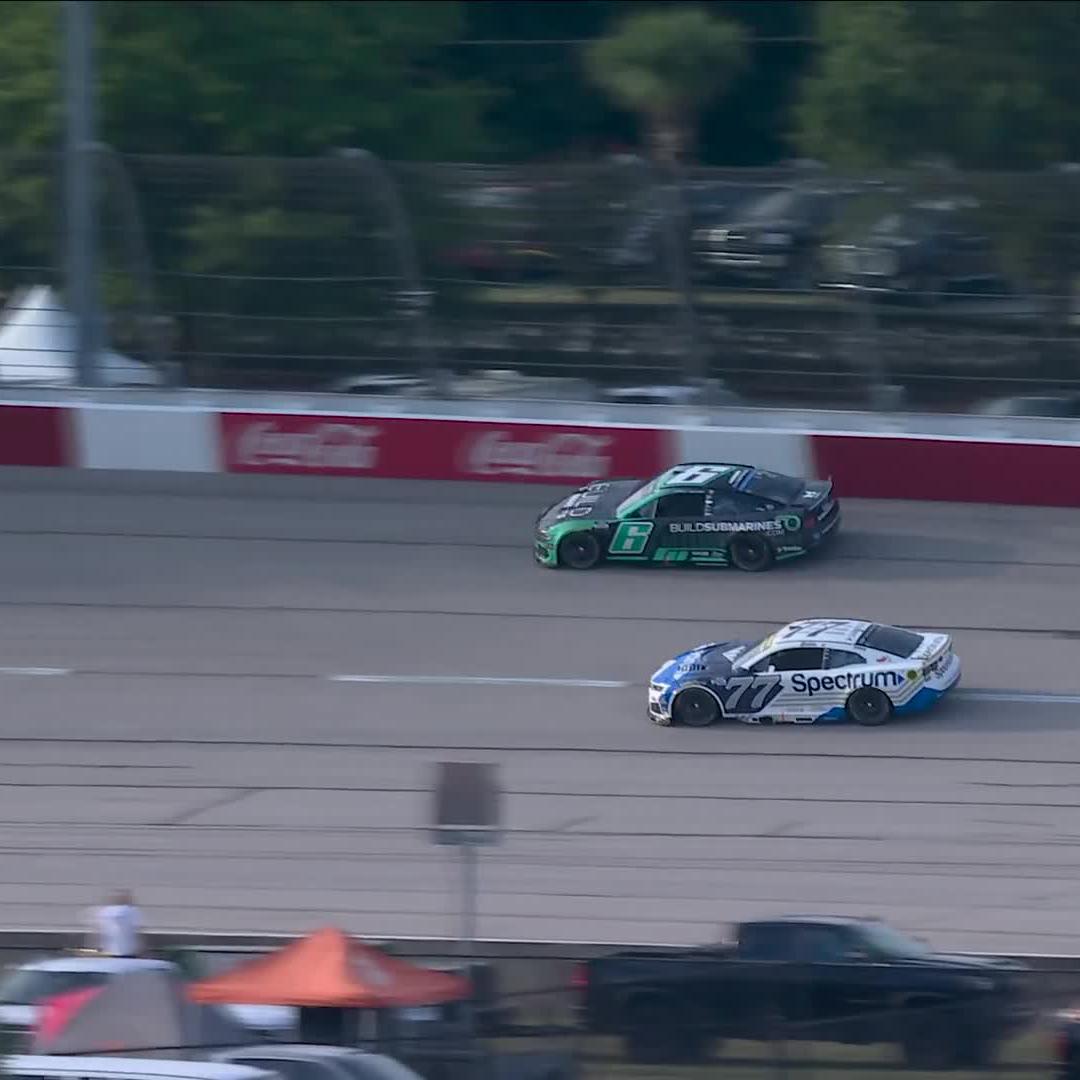 The No. 6 spins after making contact with Carson Hocevar.