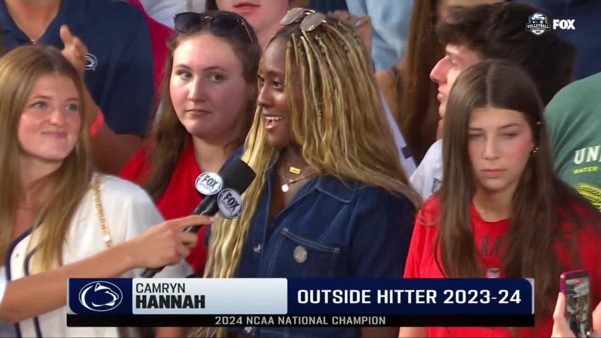 “I think volleyball can be bigger than any sport out there right now.” 🗣️ Penn State Women’s Volleyball's 2024 national champion Camryn Hannah on the growing popularity of volleyball 👏 📺: FOX