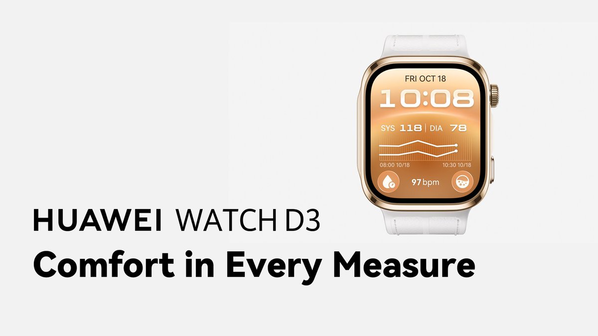 Designed to feel lighter on the wrist, for lasting comfort at work, at home, and even while you sleep. #HUAWEIWATCHD3 combines a sleek, minimalist design with an ultra-narrow airbag strap for monitoring your blood pressure throughout the day.