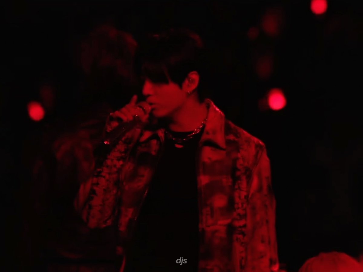 close-up of jungkook during his siren vocals in ‘like animals’