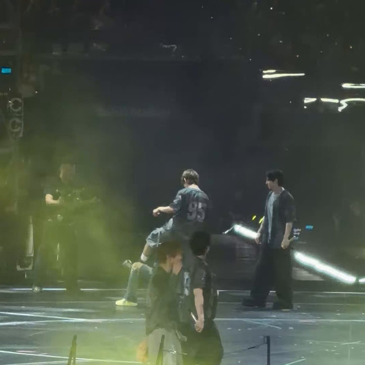 tae on jin's shoulder's and jungkook making sure he doesn't fall 😭😭😭 i'm going to miss my butter trio so much