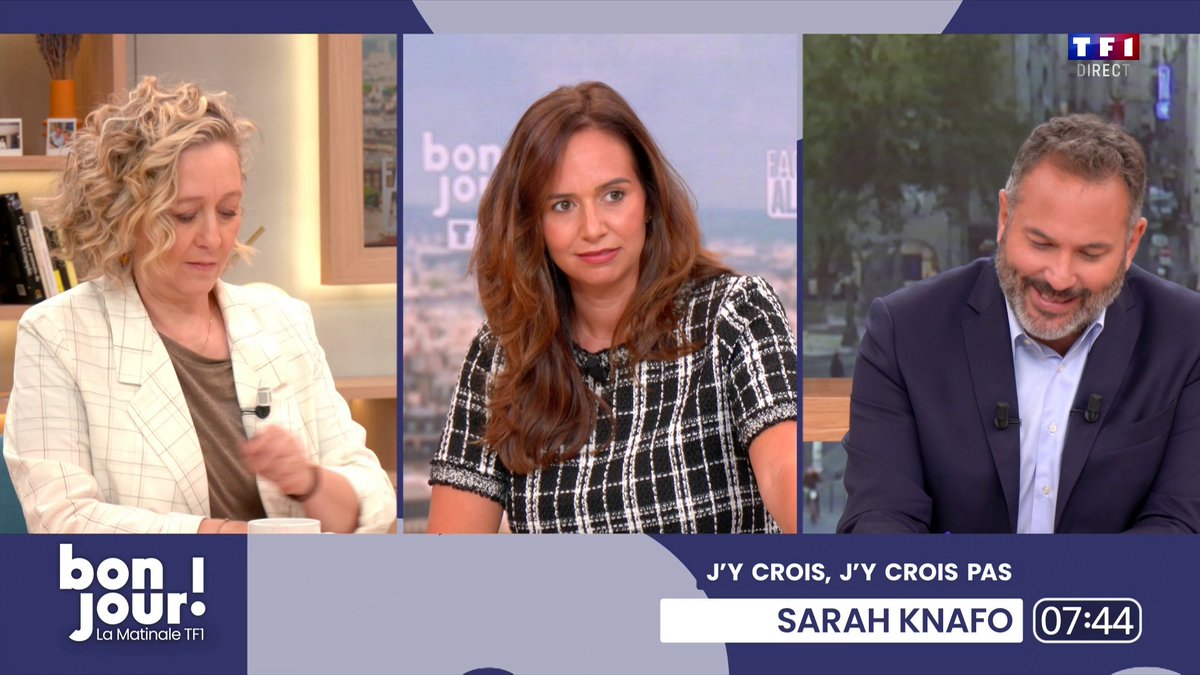 ➡️ Interdiction du voile dans l’espace public ? 🗣️"J’y crois, comme on a interdit le voile en 2004 à l’école" répond Sarah Knafo #FaceÀAlbaVentura