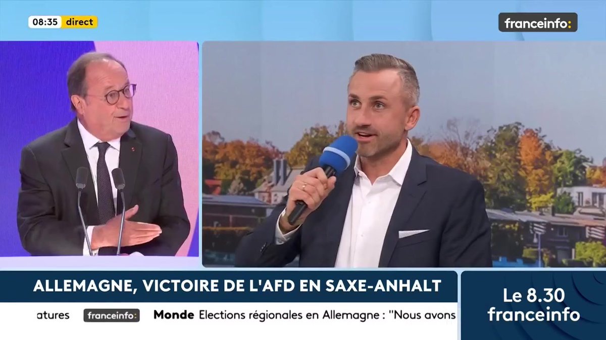 🔴 Victoire régionale de l’AFD en Allemagne ➡️ "Le but des extrêmes droites en Europe, c’est la fin de l’Union européenne", rappelle François Hollande, ancien président et député PS de Corrèze