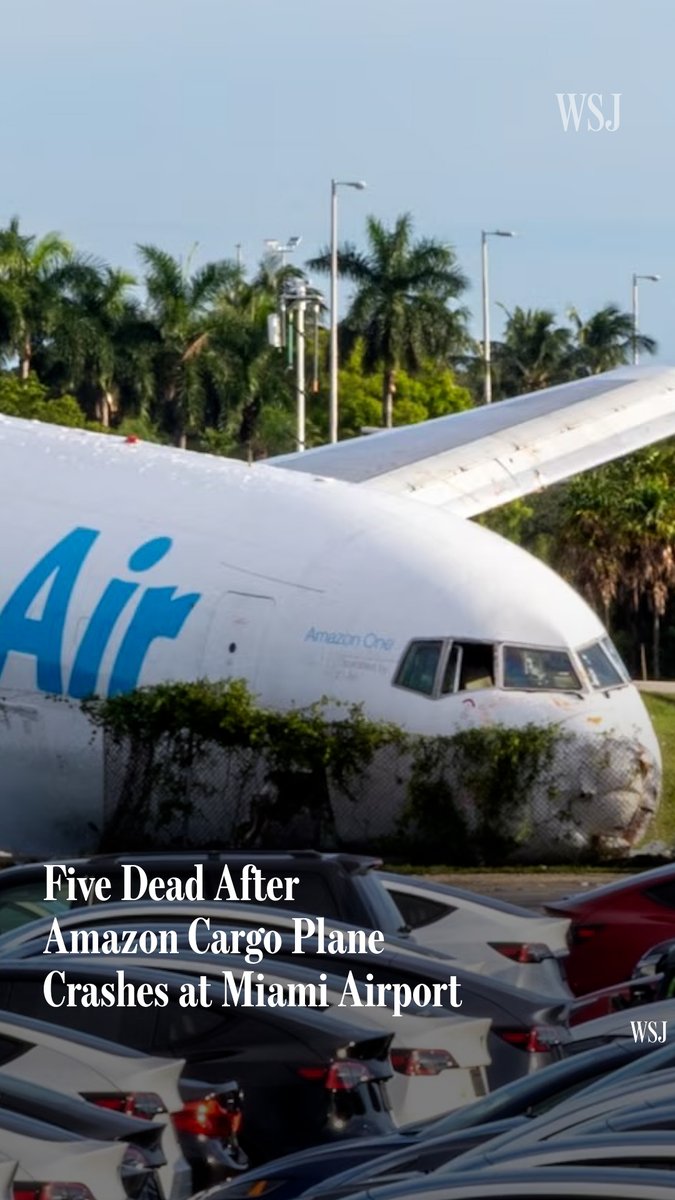 An Amazon cargo plane overshot the runway at Miami International Airport and crashed into nearby vehicles, killing at least five people and injuring five more. Read more: