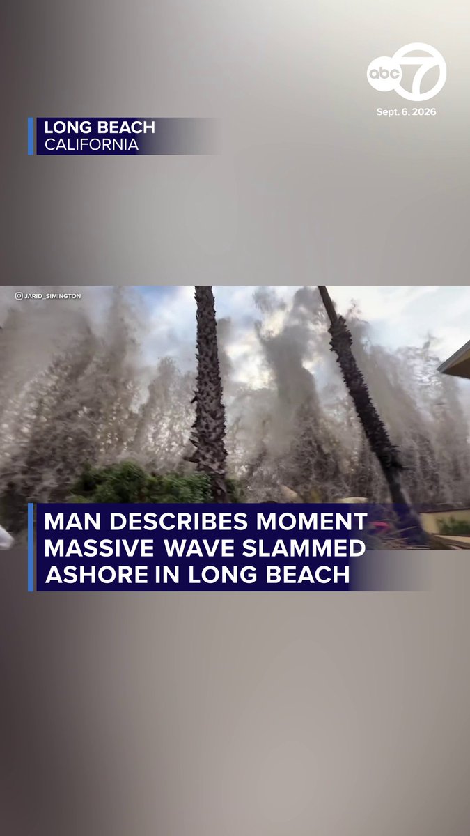 Jarid Simington has lived in Long Beach a long time and says he's seen some big waves - but nothing like what crashed ashore on Sunday. He captured that moment in astonishing video.
