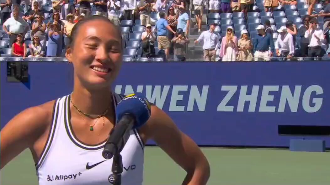 Qinwen Zheng after beating Iga Swiatek from 0-5 down in the 1st set at the US Open “I guess to come back from 0-5 yesterday is not ‘lucky’… that’s all I can say” 😭😭😭😭