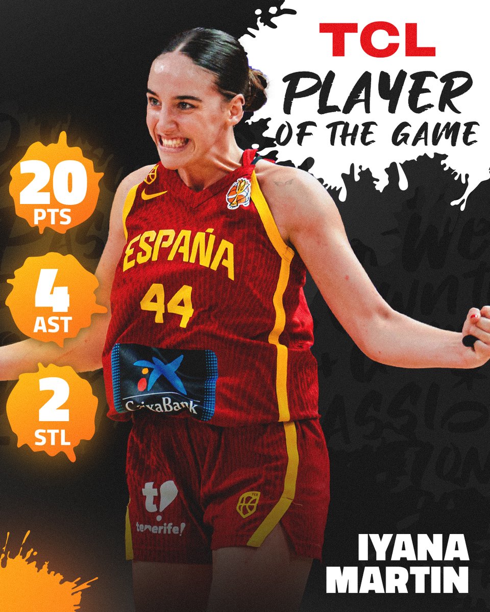 Iyana Martin is the first under-21 player to score 20+ points in back-to-back games at the World Cup in the 21st century ✨ TCL Player of the Game is no other than her 🇪🇸 #FIBAWWC