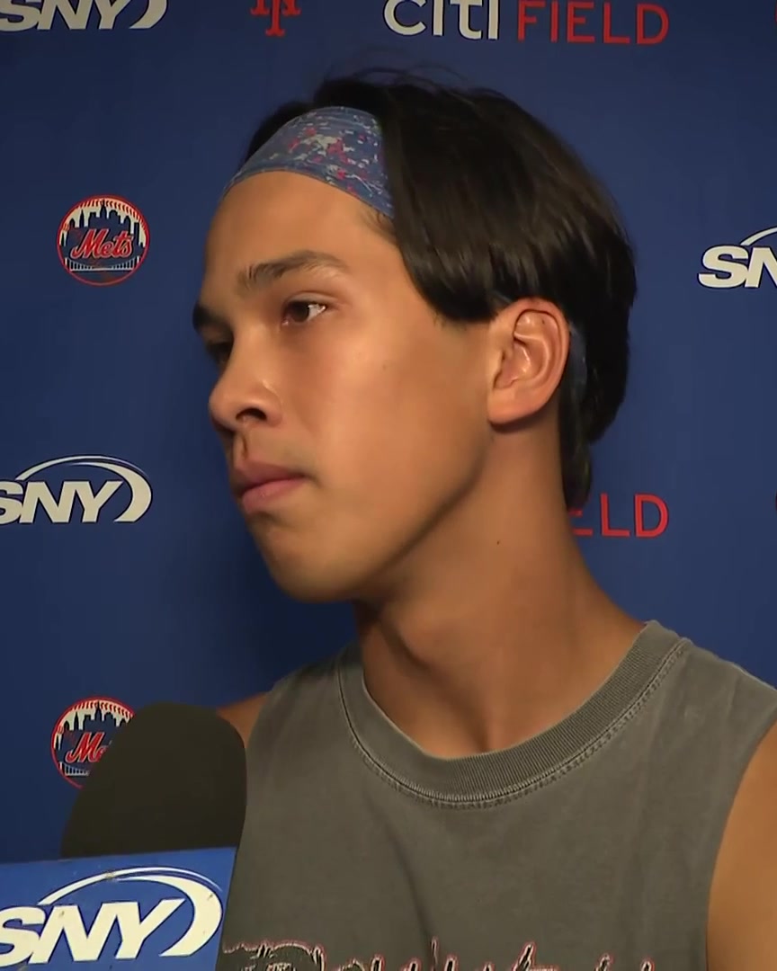 Jonah Tong evaluates his outing today vs. the Marlins: "Good. Just one walk and a couple pitches here and there - but that's just me being nitpicky. I'm happy with it. The team won"
