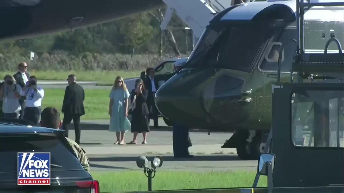 NEW: President Trump raises his fist and waves from the top of the Air Force One steps as he departs New Jersey for Washington. The president is heading to Joint Base Andrews after spending time at his Bedminster property.