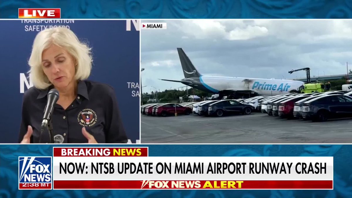 "We have an incredibly safe aviation system here in the United States." NTSB Chairwoman Jennifer Homendy addressed the deadly Miami Amazon cargo plane crash while stressing the agency's mission to prevent another tragedy. "Saying we have an incredibly safe aviation system to somebody who just lost a loved one is not something that they want to hear because they are suffering." "That's why we're here — to prevent the next tragedy."