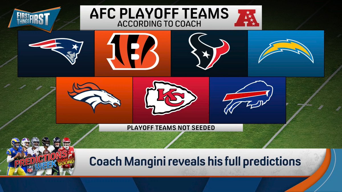 Coach Mangini reveals his AFC Playoff Teams 👀 “I’m giving the Bills the nod over the Ravens to get that final playoff spot.”