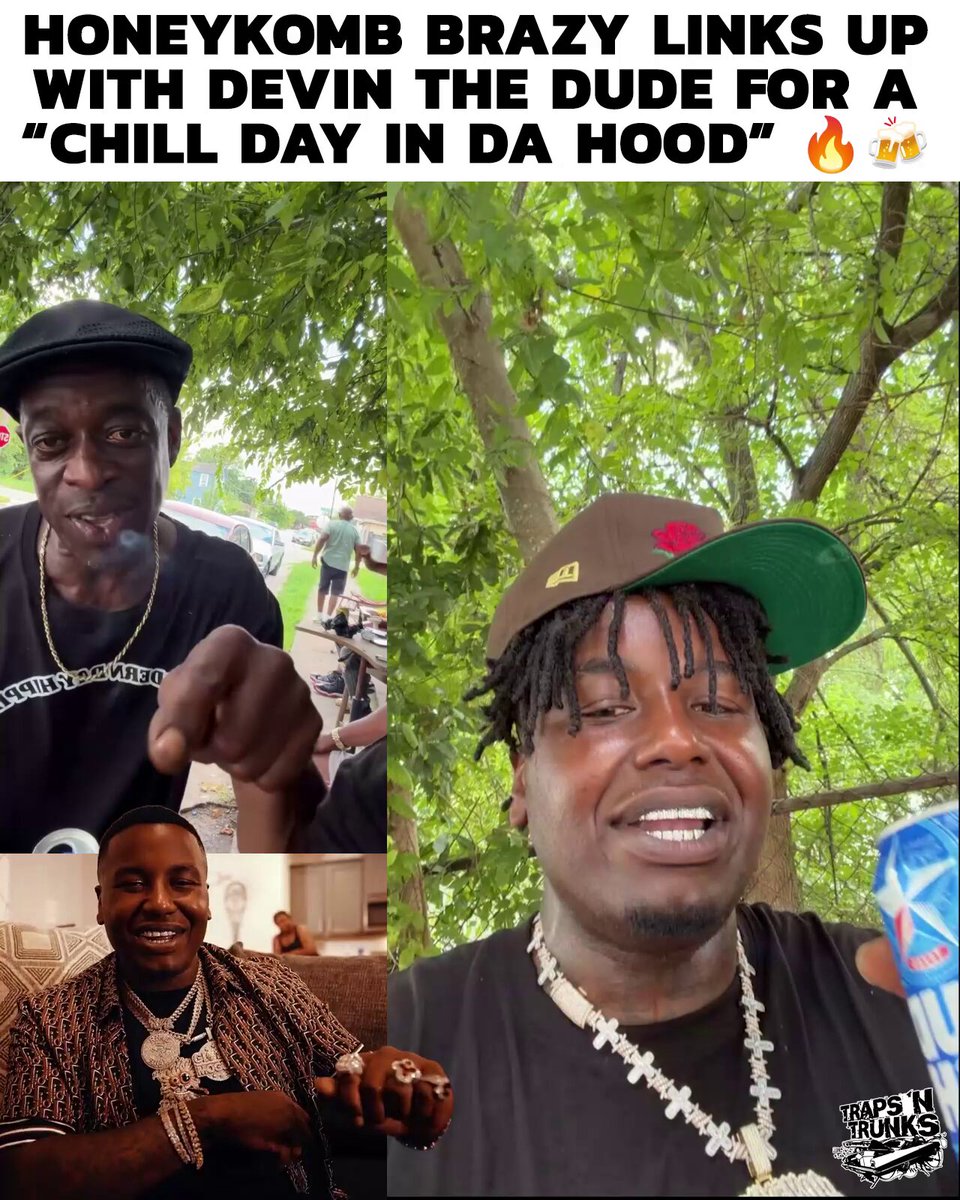 HoneyKomb Brazy popped out with Houston legend Devin The Dude, calling it a “chill day in da hood.” 🔥🤝🏾 Definitely not a link-up we had on the bingo card 😂 Y’all wanna hear these two on a record together? 👀🎶