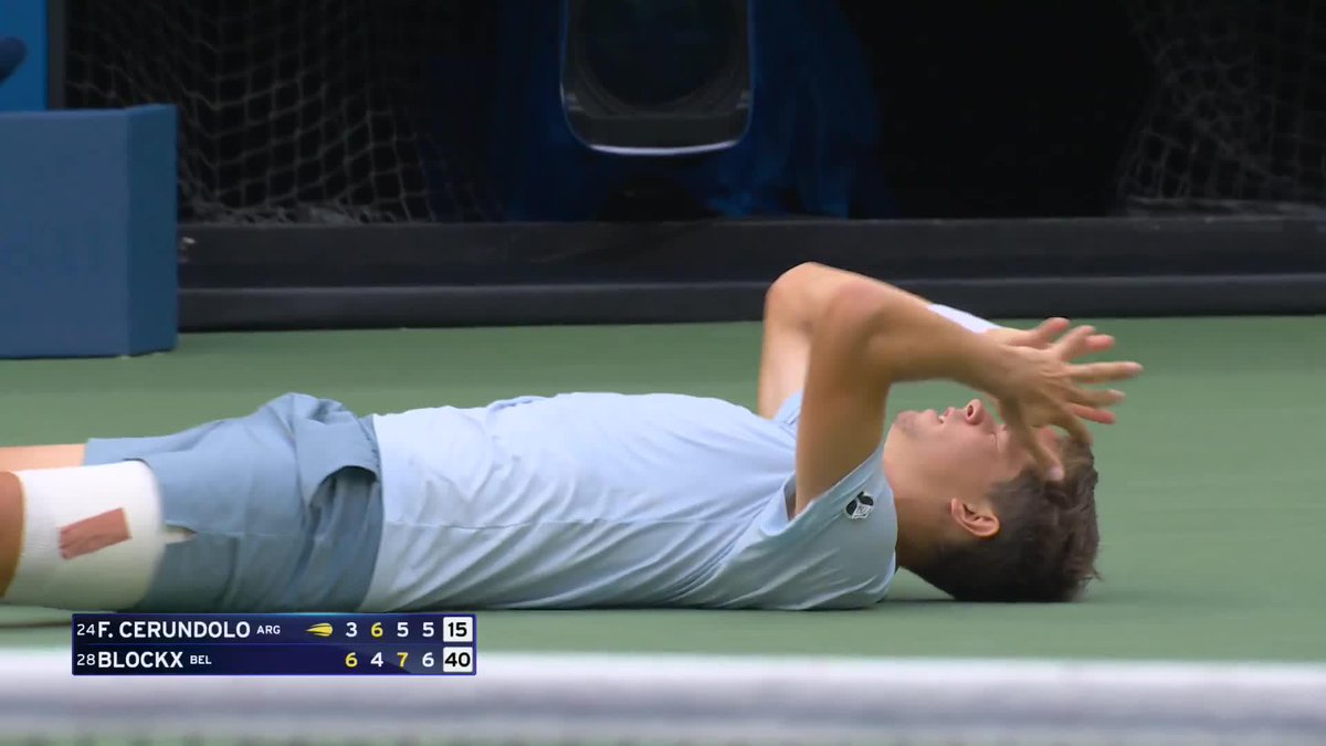 Pressure is a privilege. 21-year-old Alexander Blockx sees off Cerundolo 6-3, 4-6, 7-5, 7-5 on his Ashe debut to reach his first Grand Slam quarterfinal!