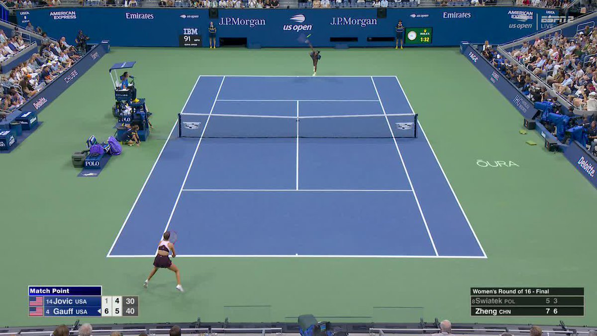 Coco Gauff continues to make history at the US Open 👏 The 22-year-old is the youngest American woman to make three Major quarterfinals in one year since Serena Williams in 2003!