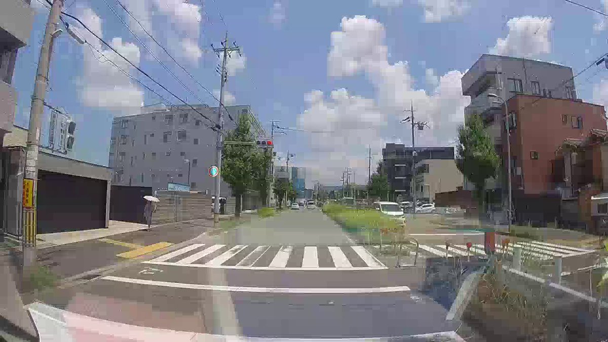 信号無視して自転車轢きそうになってる... これタクシーだよね？ 人乗せる資格無いだろ どこの会社だよ