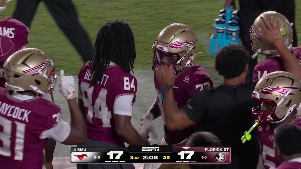 ALL TIED UP IN TALLAHASSEE 👀 Watch the end of SMU-Florida State on ESPN and the ESPN App!