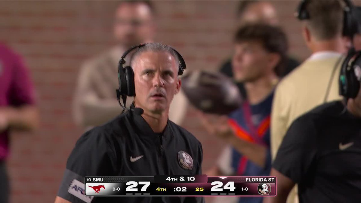 No. 19 SMU walks into Tallahassee and takes down Florida State despite four turnovers and a power outage delay ⚡