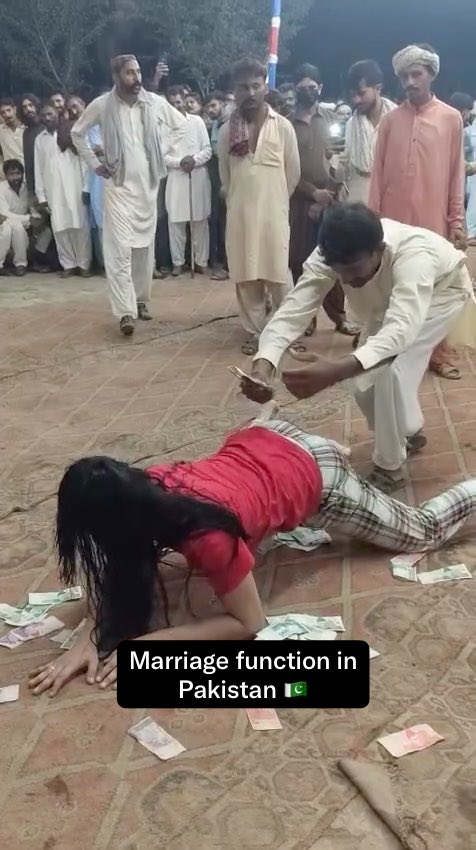 At a wedding party in Pakistan 🇵🇰, male dancers dressed in feminine attire perform while guests shower them with money. The same society that publicly polices gender expression often celebrates it behind closed doors. Hypocrisy on full display.