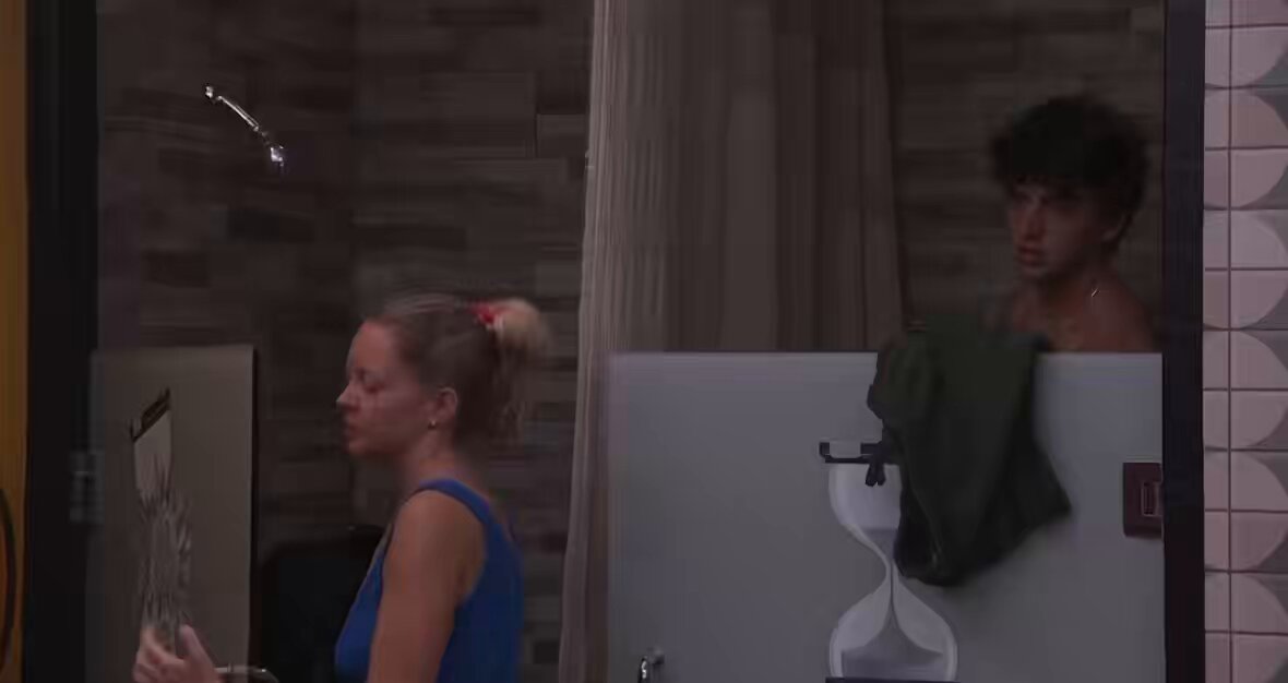 Melody: I was gonna open the curtain. Drew: No you weren’t. Melody: Yes I was. #bb28