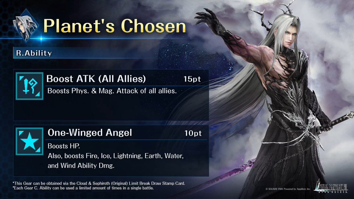 Check out Sephiroth (Original)'s Exclusive Gear! Get it from the Cloud &amp; Sephiroth (Original) Limit Break Draw on the Stamp Card! #FF7EC #FF7EverCrisis #FF7