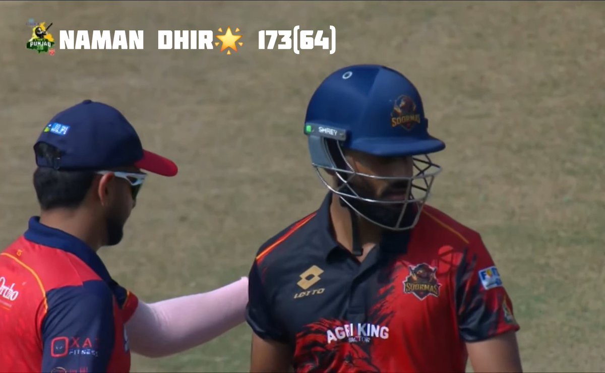 HISTORY created in Sher-e-Punjabโ๏ธ ๐๐๐ผ๐๐ผ๐ ๐ฟ๐๐๐ scores 173(64) -second highest-ever individual t20 score. -almost beats Chris Gayle's record, misses out by just 2 runs.