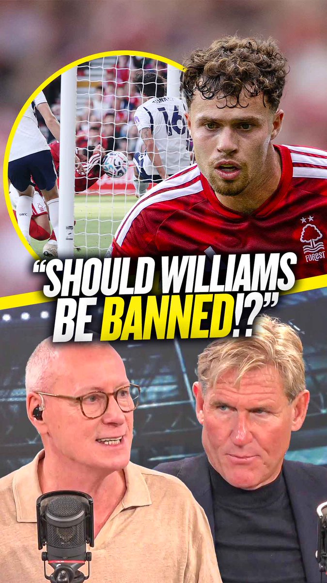 😤 Jim: "You can allege deception!" ❌ Simon: "You can't tell me that!" White and Jordan debate if #NFFC's Neco Williams deserves a ban after it was proved he did handle the ball vs #THFC after denying he did! 🤔
