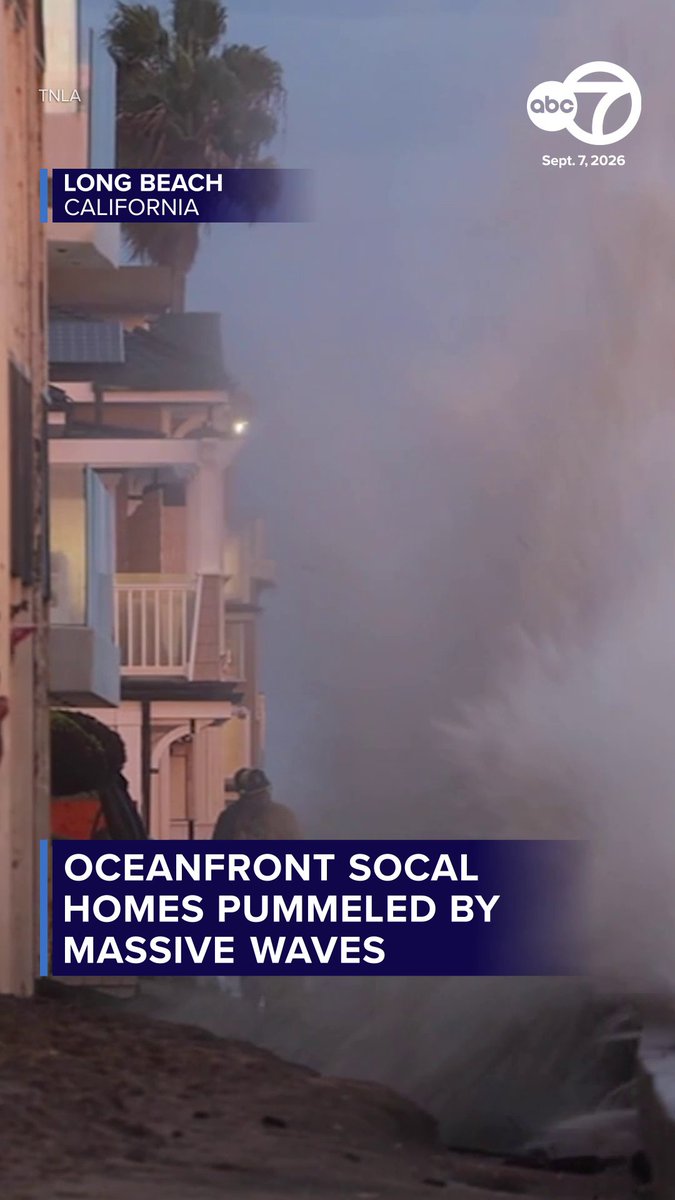 🇺🇸 Residents flee after MASSIVE waves smash into Long Beach, California. Tropical Storm Marie kept up her relentless assault along the coast, sending powerful, oversized waves pounding into shorelines. Waves towered at over 8 feet!! Despite safety warnings, crowds gathered at the edge, cheering and whooping as they crashed in. And this is just the beginning of the SUPER El Niño season. Writer: Bri