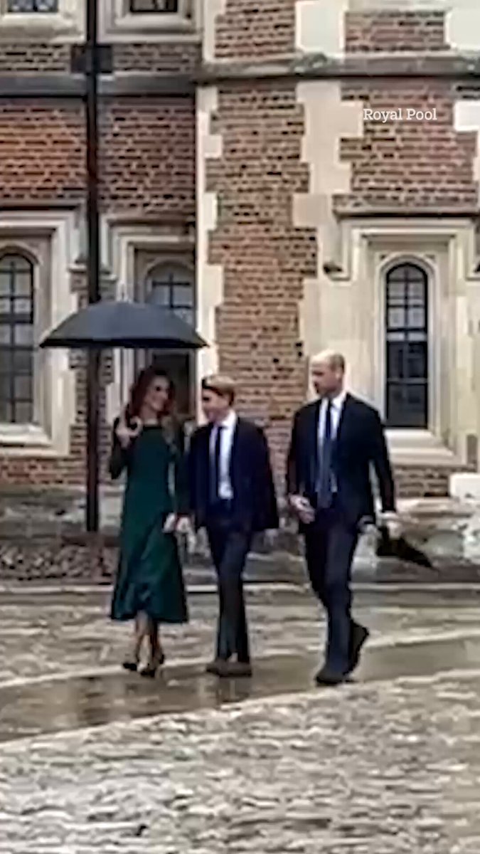 Prince George arrives at Eton College with William and Kate