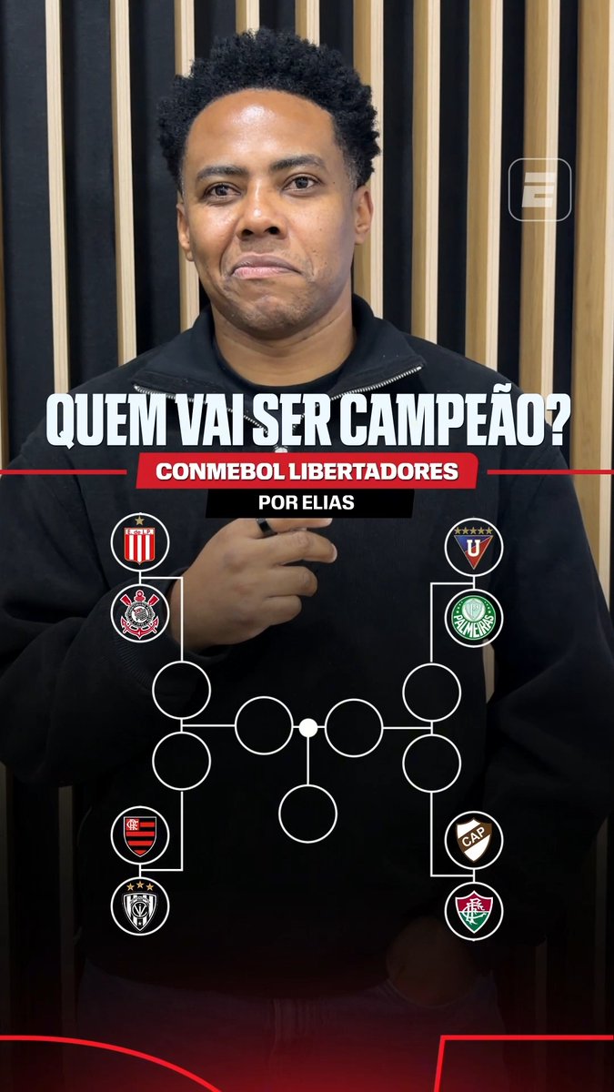 Para o Elias, quem leva a taça da Libertadores nesta temporada é o... 🏆🤔 E aí, fã de esportes, será que ele vai cravar o campeão ou vai passar longe? Deixe seu palpite nos comentários! 📺 Assista à CONMEBOL Libertadores pela ESPN no Plano Premium do #DisneyPlus #FutebolNaESPN #LibertadoresNaESPN