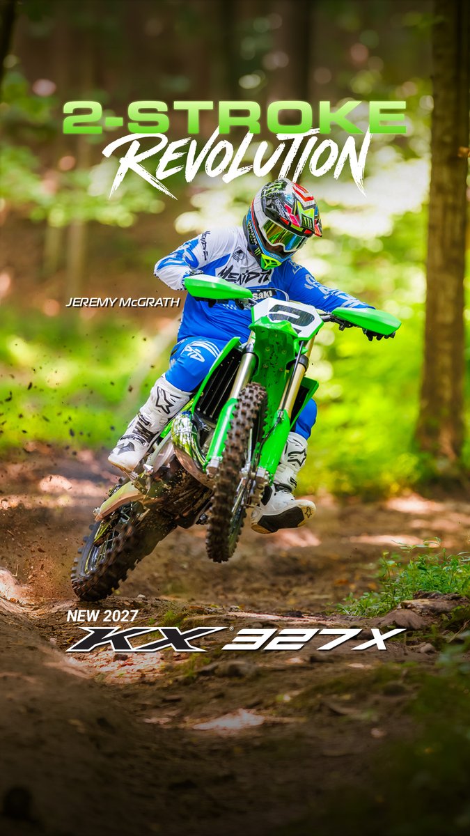 Join “Showtime” Jeremy McGrath, GNCC Legend Steward Baylor, SMX Champion Ryan Villopoto, and Freeride Icon Axell Hodges as they show you how to have a good time on the new 2027 #KX327 and #KX327X. Watch the full launch video at