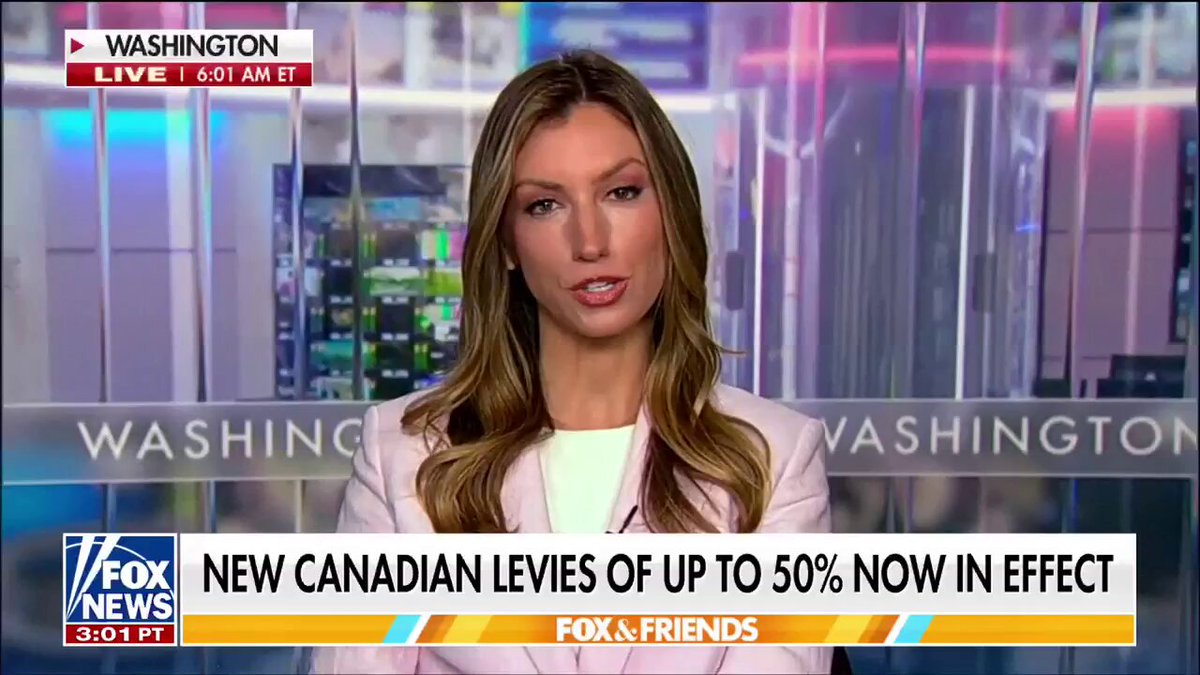 🇺🇸🇨🇦 Canada just fired the next shot in its ongoing trade war with the U.S... Ottawa has activated tariffs of up to 50% on $20 billion worth of American goods, including steel, aluminum and dairy. Energy is exempt. Trump IMMEDIATELY threatened to block Canadian jet-maker Bombardier from selling in the U.S., unless it builds there. Canadian exports to America have already slipped from 72% to 66% of total shipments... The two countries aren't very neighborly, these days. Writer: Samuel
