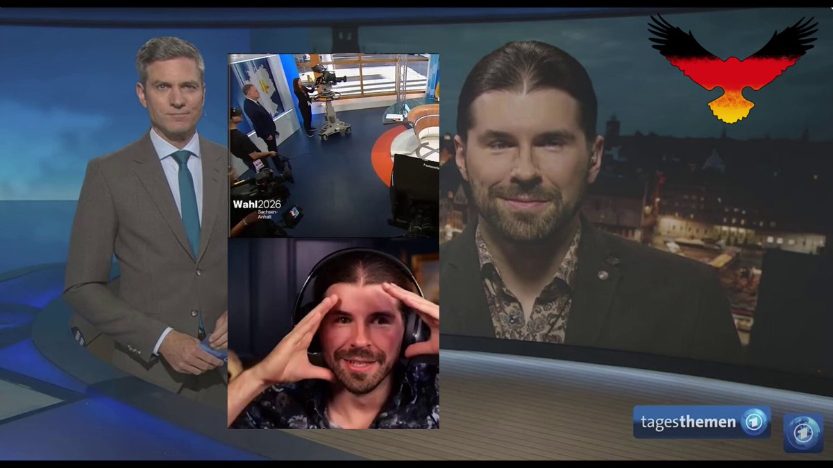 Andreas Prinz "Der dunkle Parabelritter" als Influencer bei der Tagesschau hatte wohl am Wahltag, keinen guten Abend 😂 🦅#TEAMHEIMAT🇩🇪