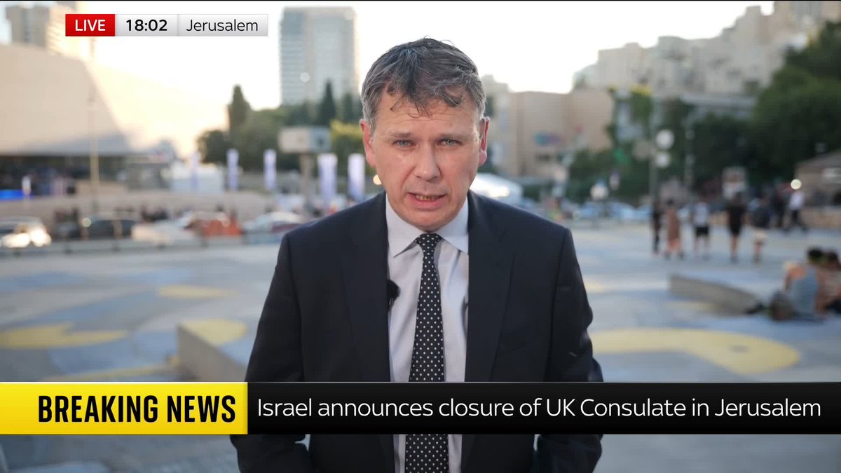 BREAKING: The Israeli government will close the UK's consulate in Jerusalem after Foreign Secretary Ed Miliband announced sanctions on goods produced in the occupied West Bank, Israel's foreign minister has said. Sky's @AdamParsons reports. Live updates: