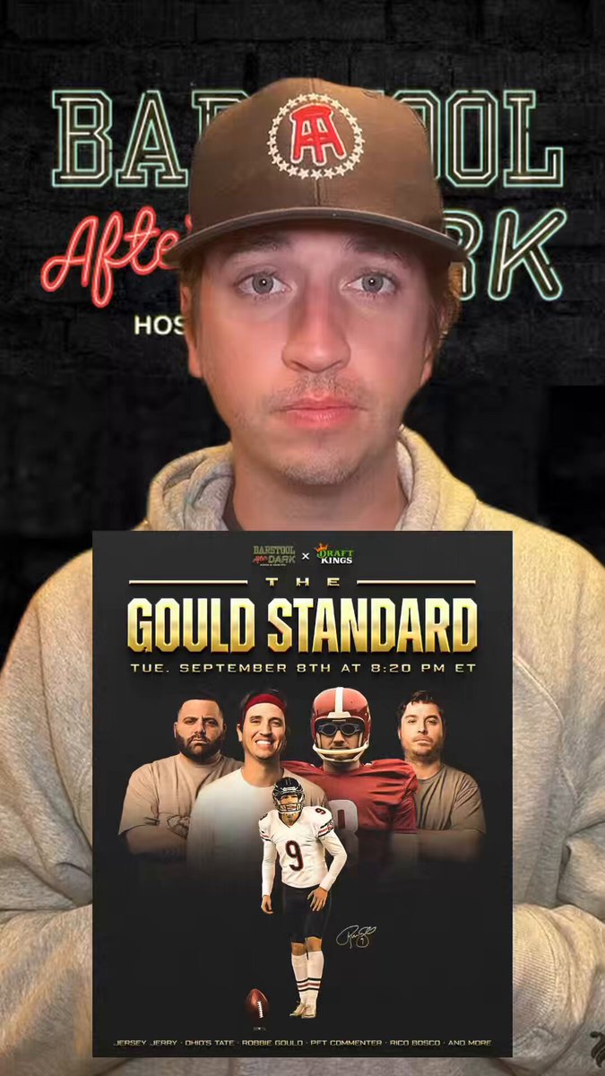 Tonight on Barstool After Dark We must break Robbie Gould’s postseason record of 29 straight made field goals If we don’t before the NFL season kicks off tomorrow night? The chat receives $25,000 in DraftKings bonus rewards