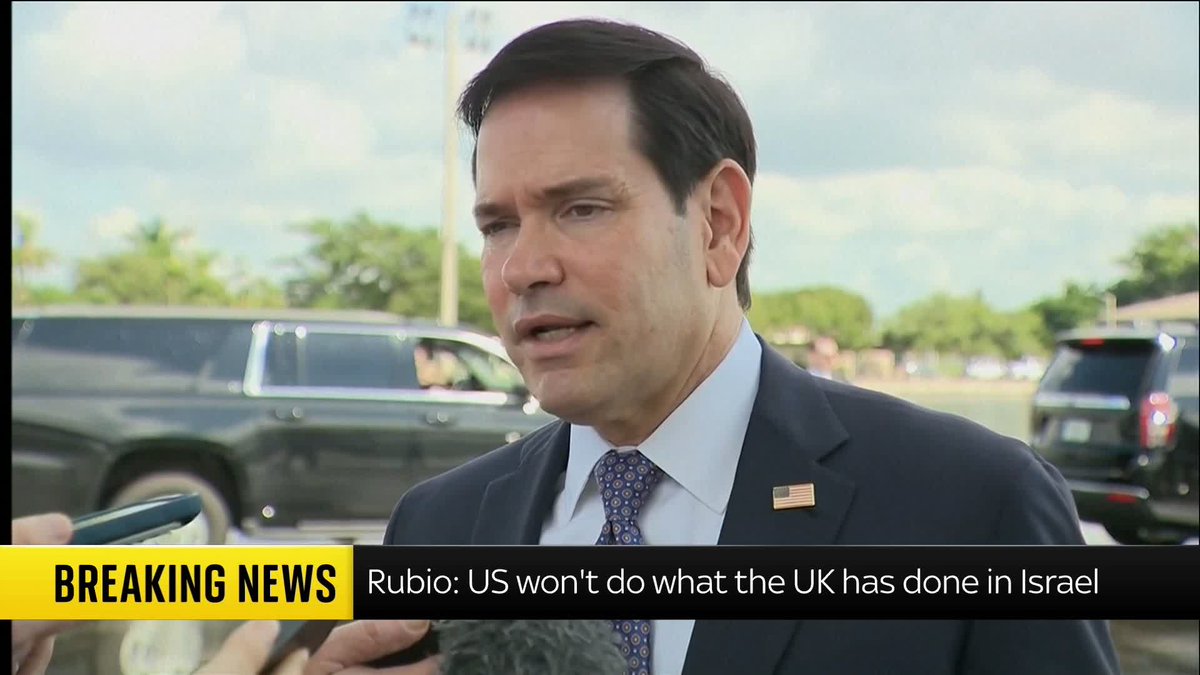 "Obviously we're not going to do what the UK did." US Secretary of State Marco Rubio says the UK's sanctioning of goods from the occupied West Bank could have "implications" for the progress of the 20-point Gaza peace plan. Live: 📺 Sky 501 and YouTube