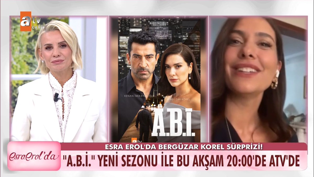 Esra Erol'da Bergüzar Korel sürprizi! "A.B.İ" yeni sezonu ile bu akşam 20.00'de atv'de. #EsraErolda #AbiDizisi