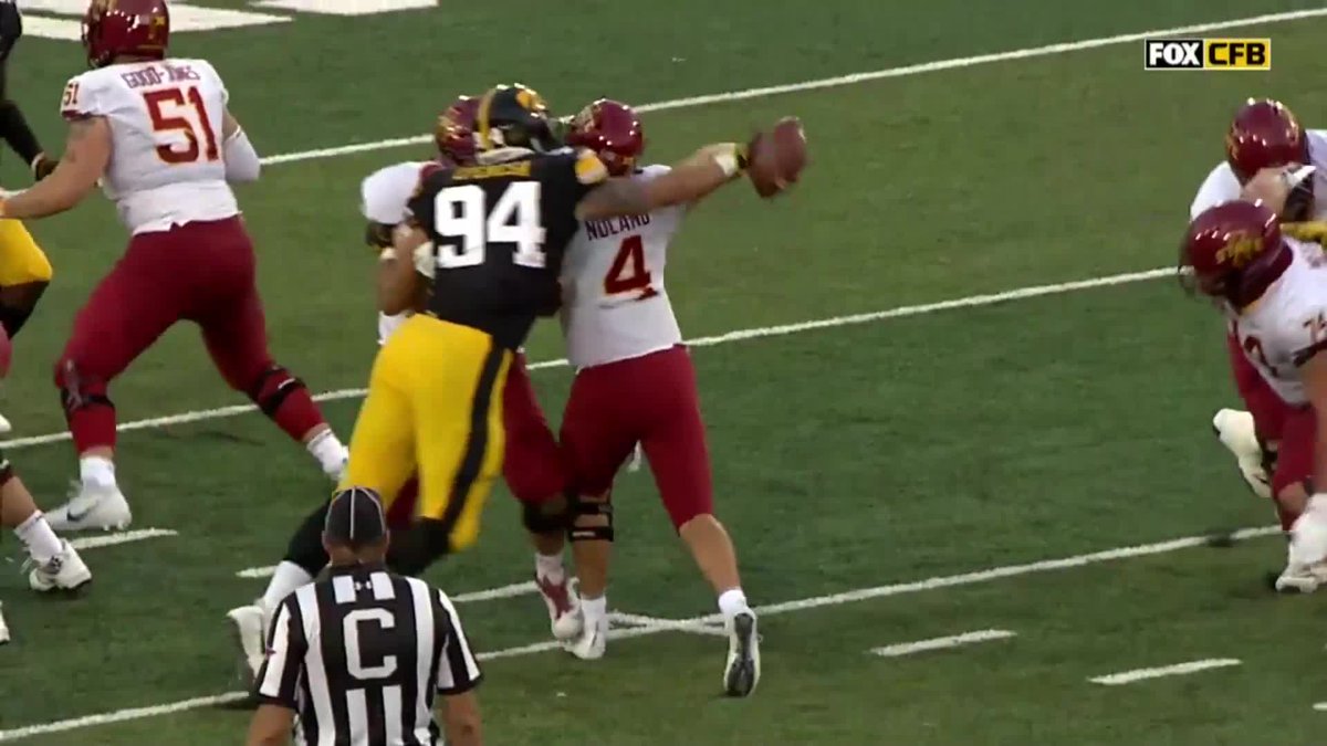 STRIP-SACK‼️ #OTD in 2018, A.J. Epenesa sealed Hawkeye Football's win over rival Iowa State