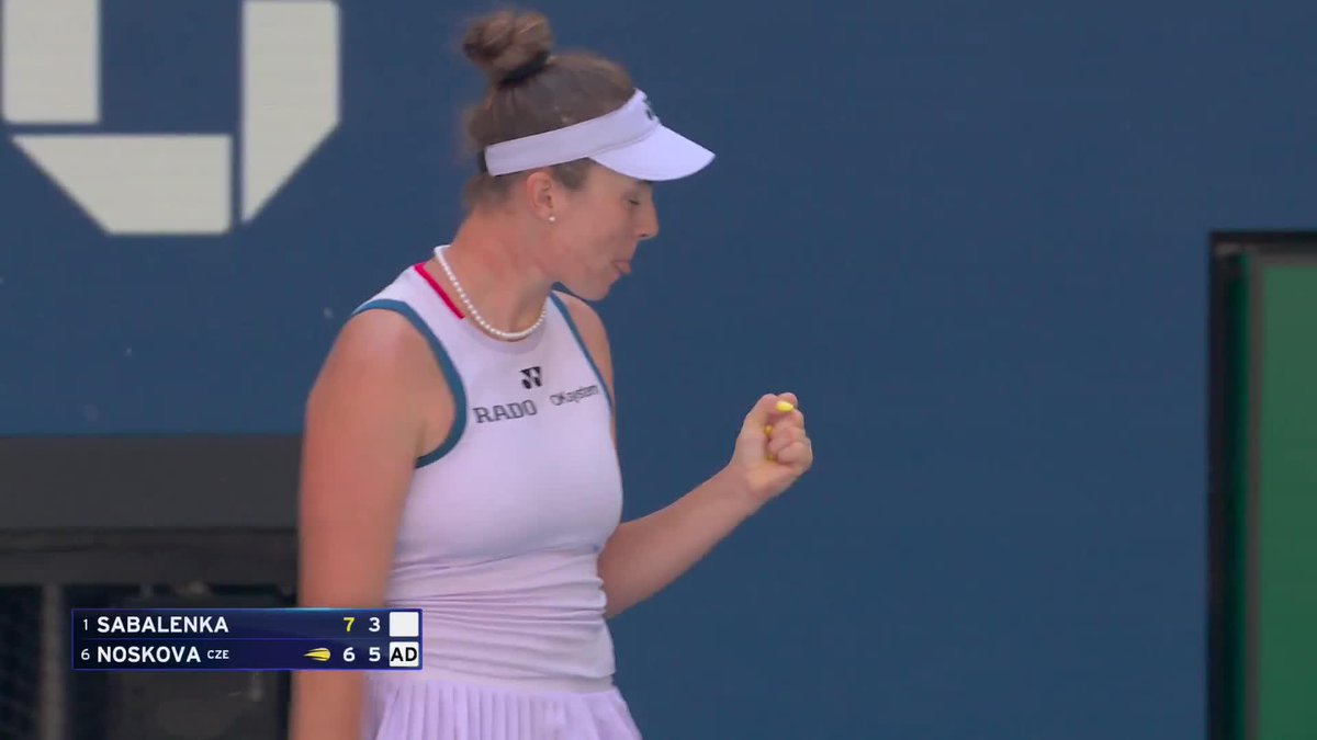 Linda Noskova fires back and clinches the second set 6-3! Aryna Sabalenka drops her first set of the tournament.