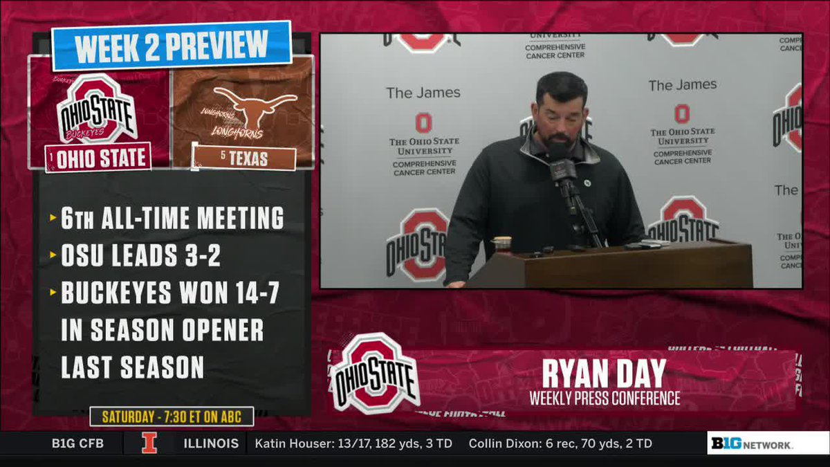 "This is why you come to Ohio State; this is why you go to Texas, to play in games like this." 🗣️ Ryan Day on No. 1 Ohio State's Week 2 matchup at No. 5 Texas