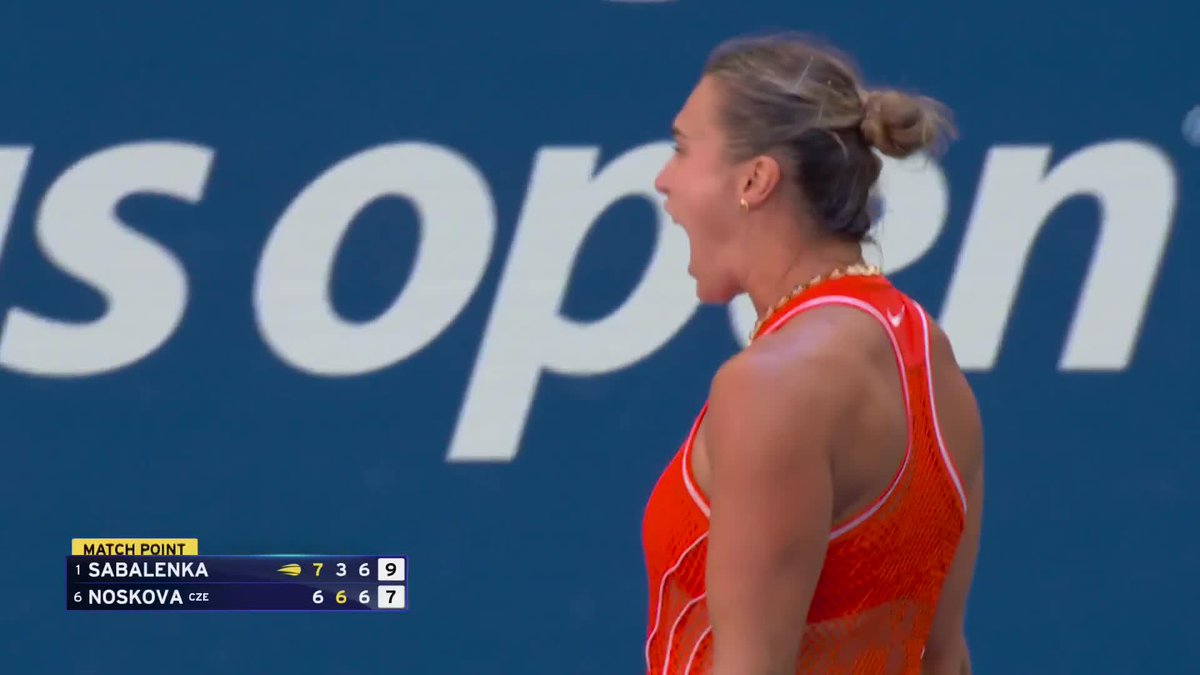 HOLDING ON TO THE THRONE 👑 Aryna Sabalenka remains on course for a US Open three-peat, rallying from 2-4 down in the decider to defeat Noskova 7-6, 3-6, 7-6!