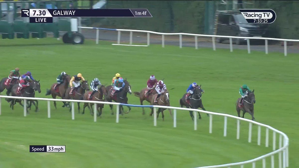 4321 Zadawa (Camelot) has improved her placing with each start and gets off the mark in fine style in the finale for Dermot Weld and Chris Hayes in the colours of the late Aga Khan Galway Races