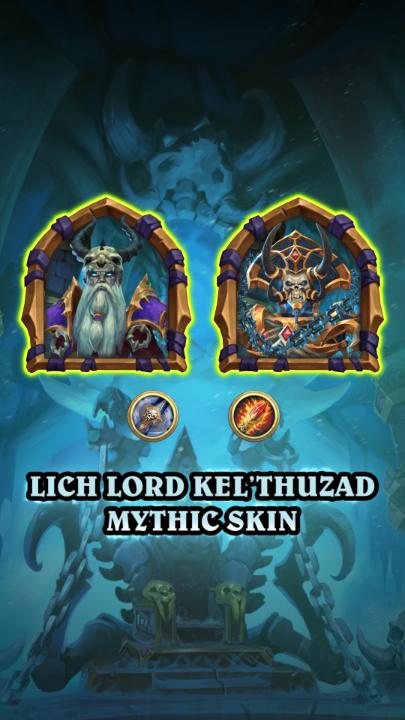 ☠️ 🧊 Embrace death, power, and the cold with Hearthstone's first swappable Mythic Skin: Lich Lord Kel'Thuzad! Featuring two appearances, which version are you going to use?