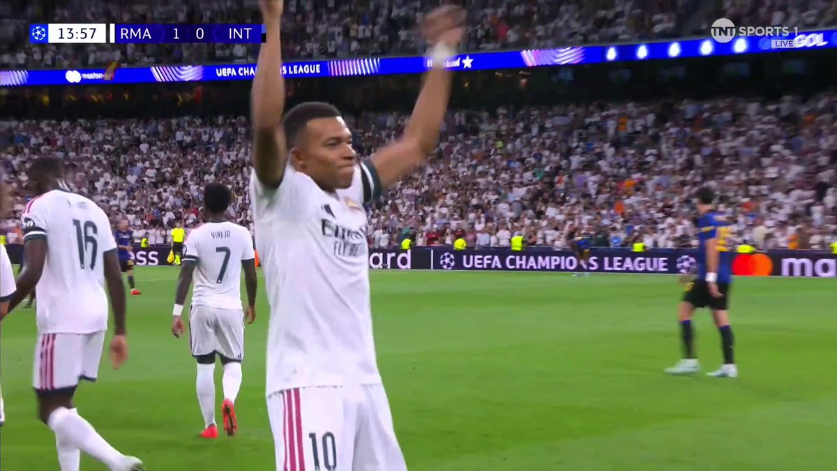 Who else? 😏 Kylian Mbappe opens Real Madrid’s Champions League account! ⚽ 📺 Watch live on TNT Sports & HBO Max