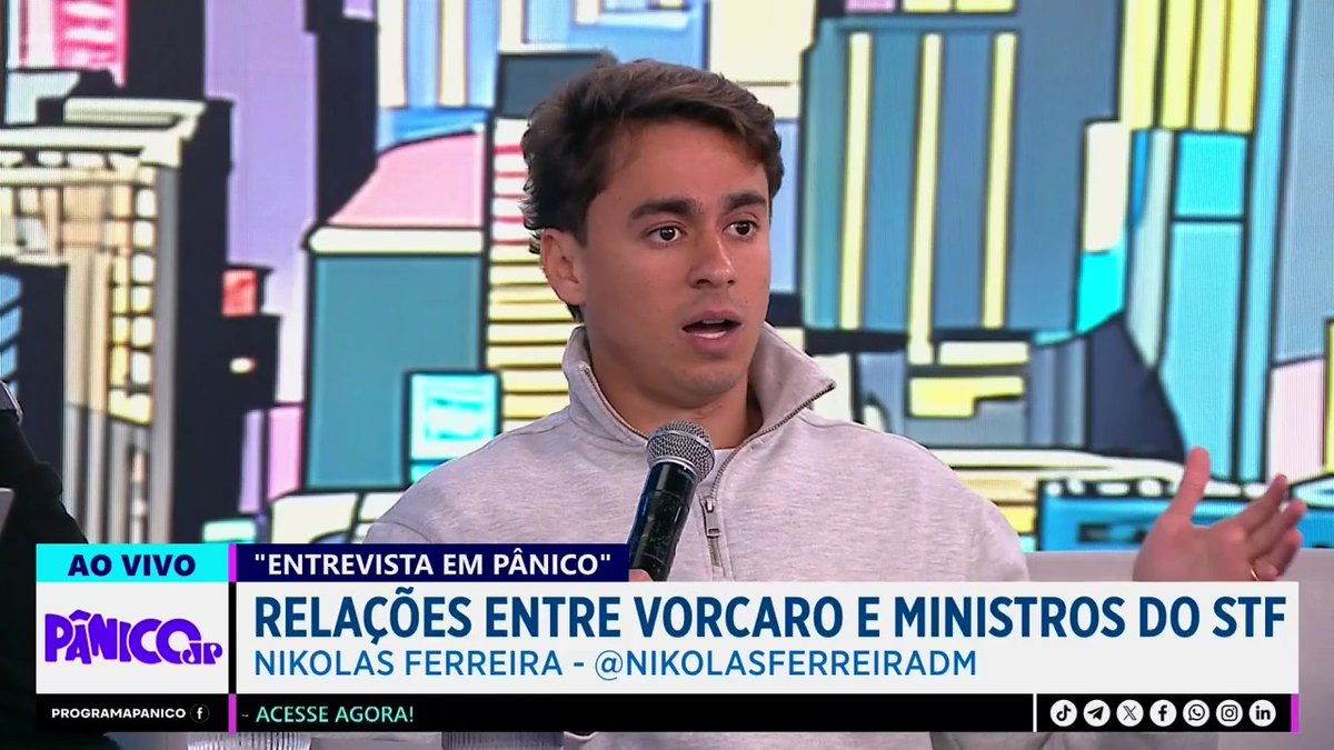 "TUDO FICA NO SEU COLO!" NIKOLAS FERREIRA EXPÕE MENSAGEM DE VORCARO A MORAES #Pânico Assista ao Pânico na íntegra: