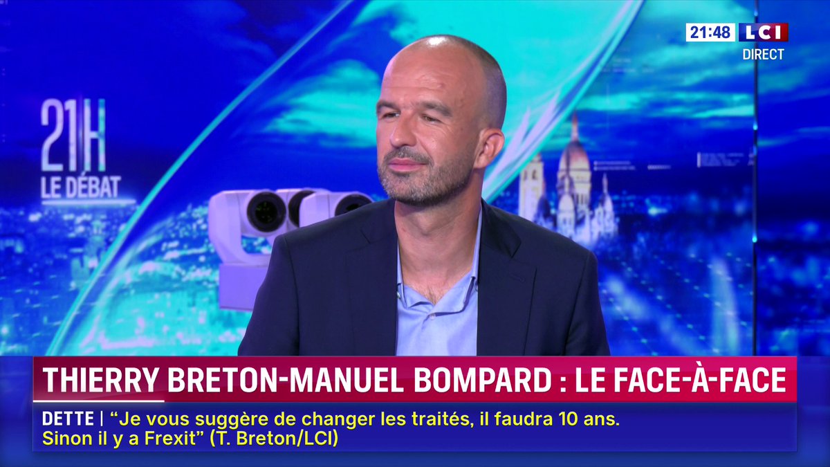 🗣️ "Je trouve que c'est immoral aujourd'hui d'être milliardaire dans un pays dans lequel il y a 10 millions de pauvres. Le but que je poursuis, c'est qu'on fasse en sorte de partager les richesses" : Manuel Bompard face à Thierry Breton 📺 Darius Rochebin sur LCI